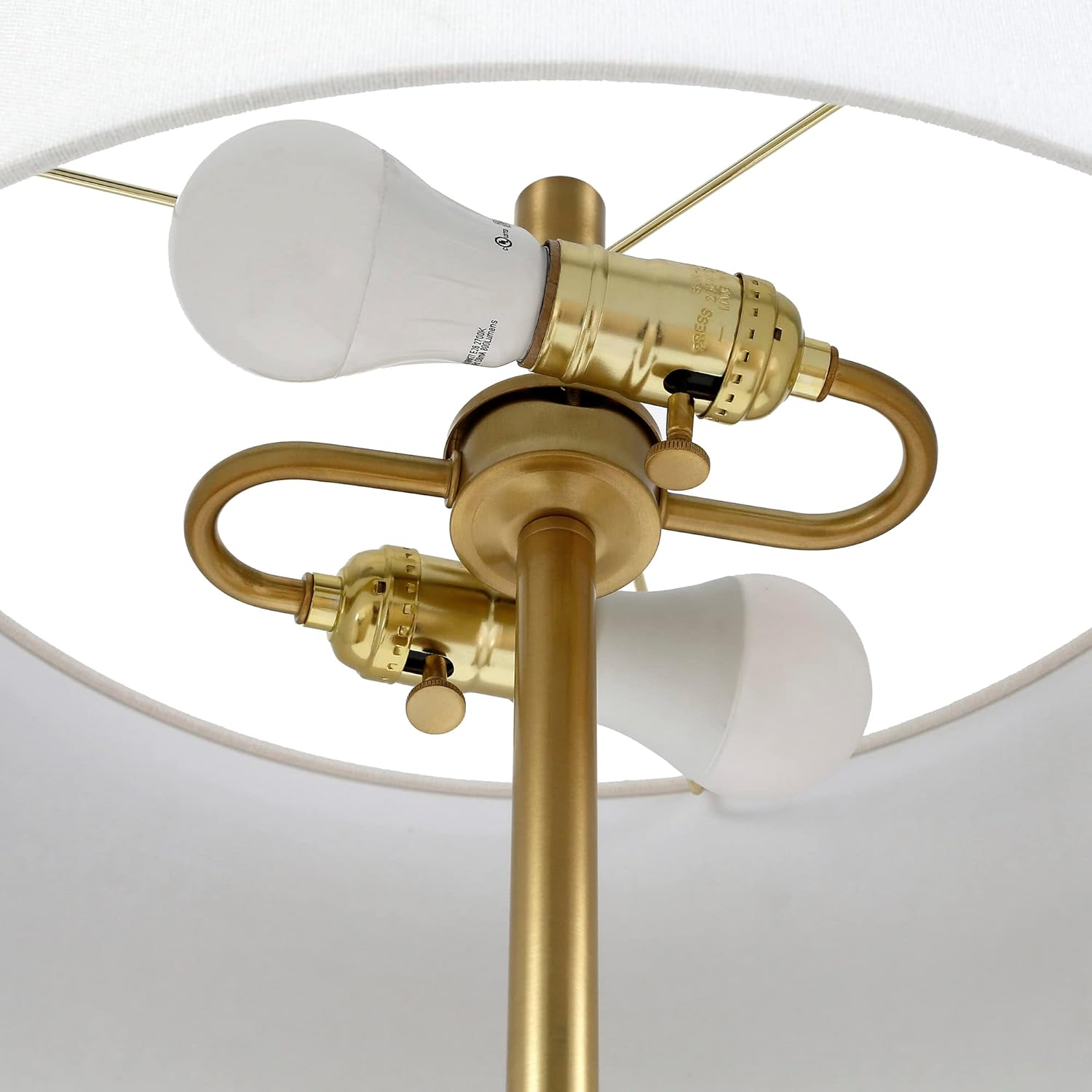 Modern Two-Light Floor Lamp with Rustic Wood Accent