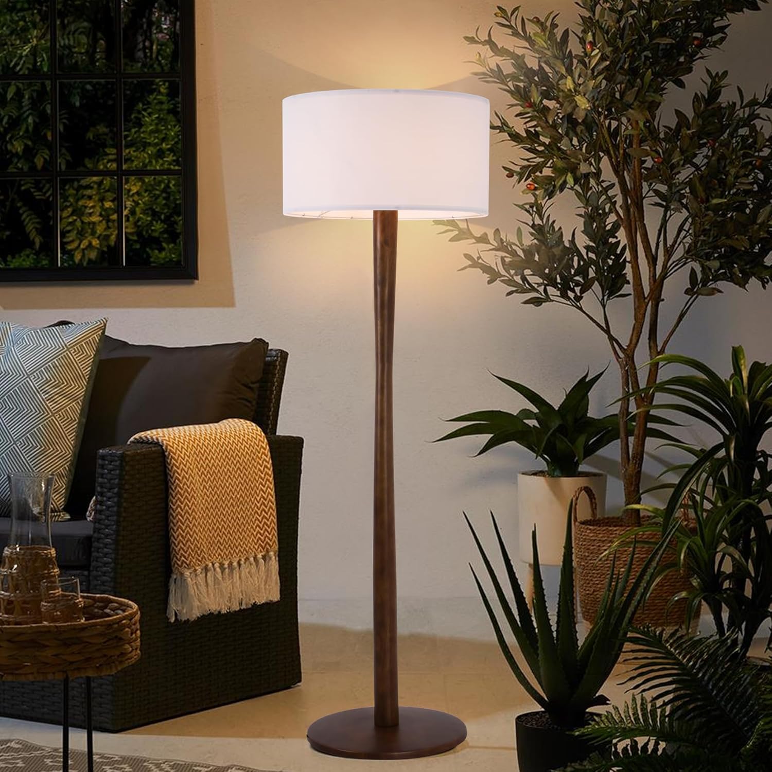 Contemporary Linen LED Tripod Floor Lamp
