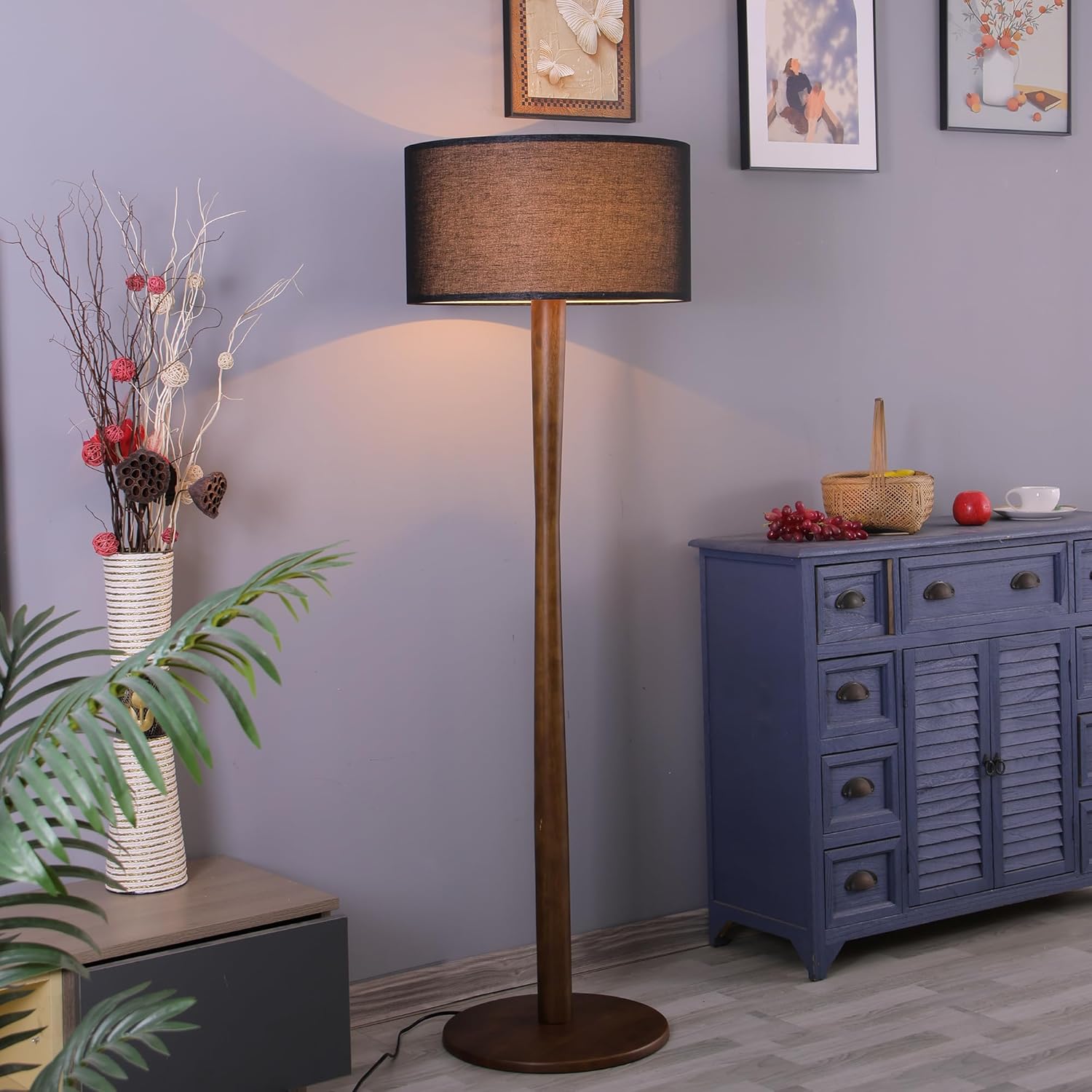 Contemporary Linen LED Tripod Floor Lamp