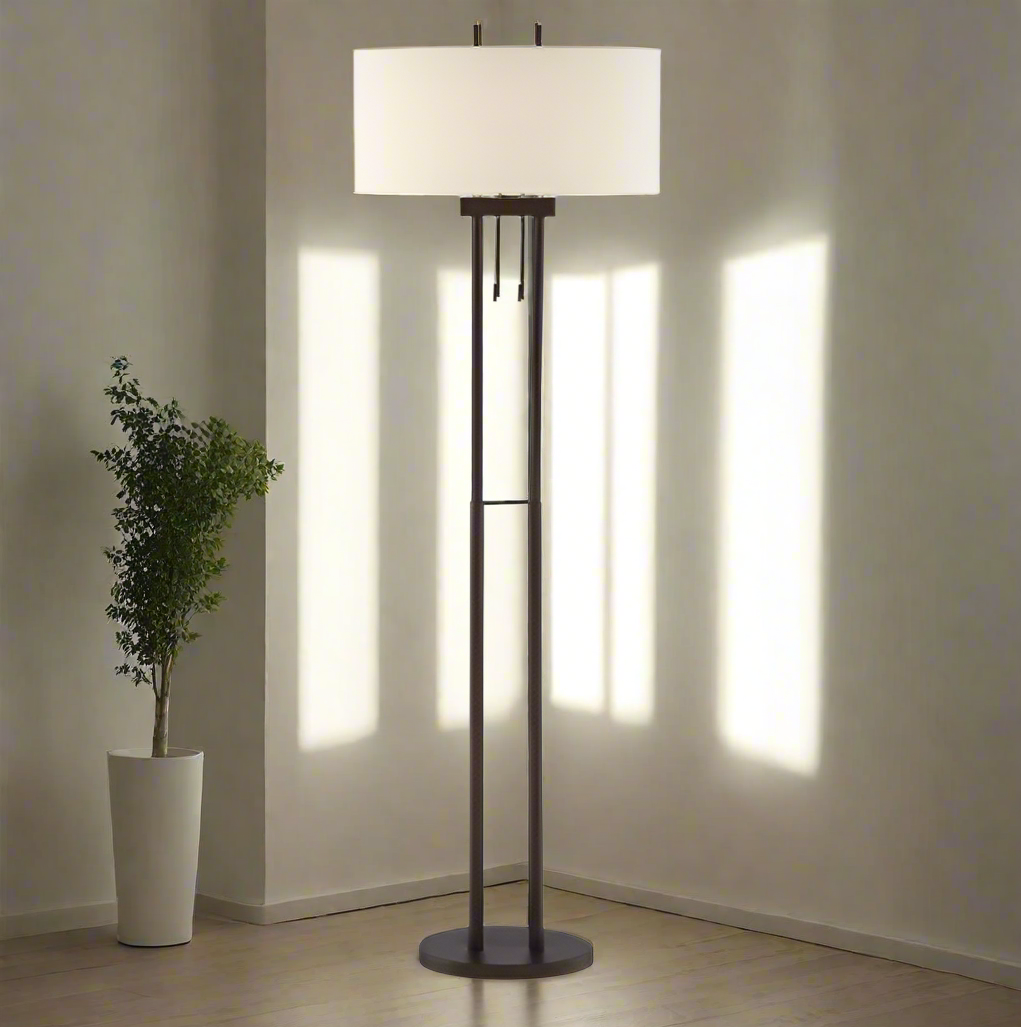 Mid-Century Tripod Wood Floor Lamp